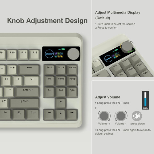 Womier Retro 75% Teclado Para Juegos Con Visualización Oled.