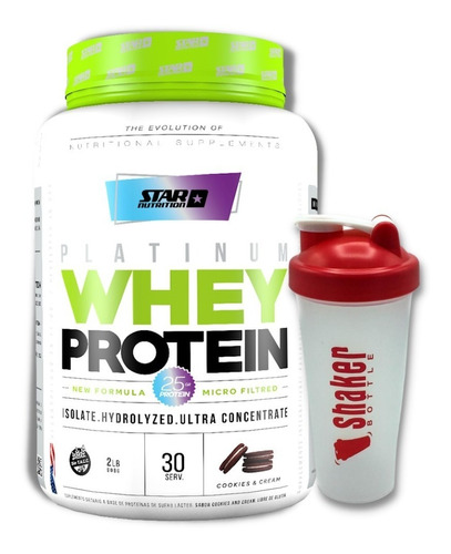 Proteína Whey Protein Platinum Star Nutrition 2lbs + Shaker