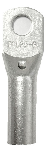Terminal Longo Compressão 25mm Furo M6 - 20pçs Cor Prateado