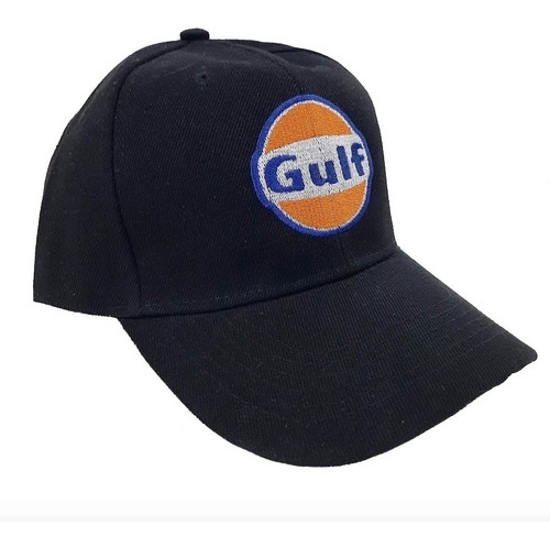 Gorra Gulf Oil Bordada Premium Gabardina Negra