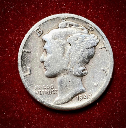 Moneda Dime Estados Unidos 1942 D Km 140 Plata 0.900 Mercury (Usado)