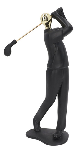 Figura De Golfista, Color Negro Mate, Hermosa Postura