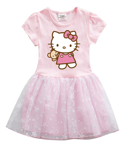 Vestido Hellokitty Niñas Verano Princesa Linda Moda