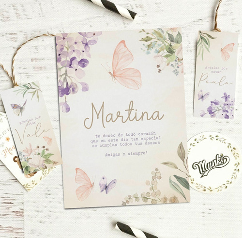 Kit Mariposas Vintage Lila Pdf Textos Editables Imprimir