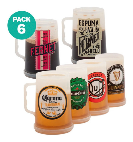 Imagen 1 de 10 de 6 Vaso Chopp Gel Refrigerante Cerveza Fernet Siempre Frío