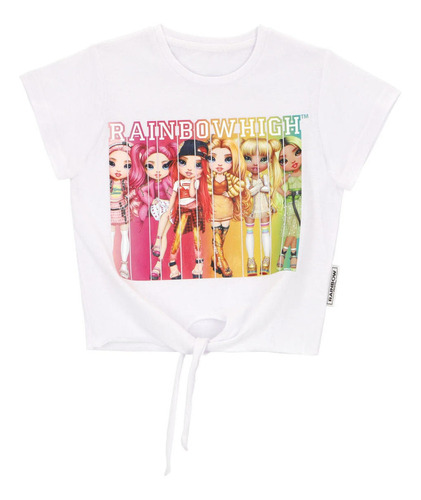 Polera Manga Corta Rainbow High Blanco Con Nudo