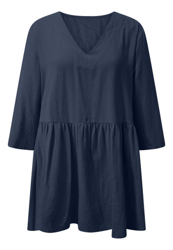 Top Casual De Algodón Y Lino Con Mangas A La Moda Para Mujer