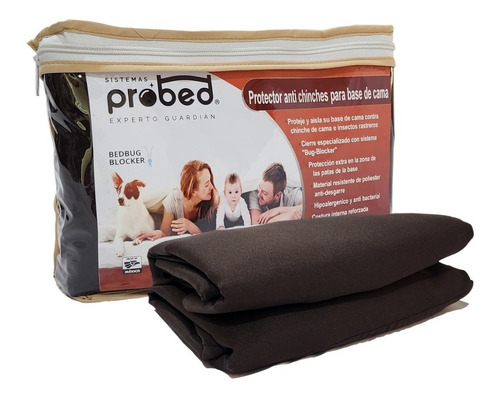 Funda Cierre Anti Chinches P Box Base De Cama Matrimonial Color Chocolate