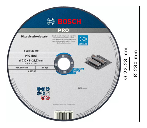 Disco De Corte 9 X 1/8 X 7/8 Pol. - 2608.619.740 - Bosch