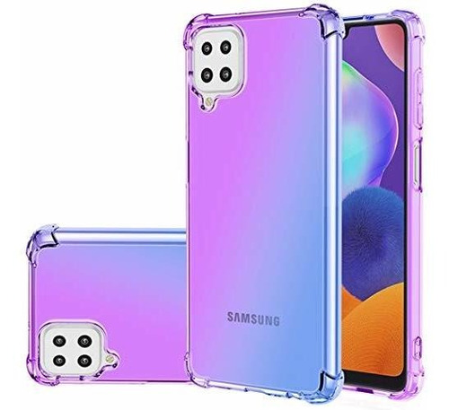 Funda Para Galaxy A12 Diseño Degradado Violeta Con Azul