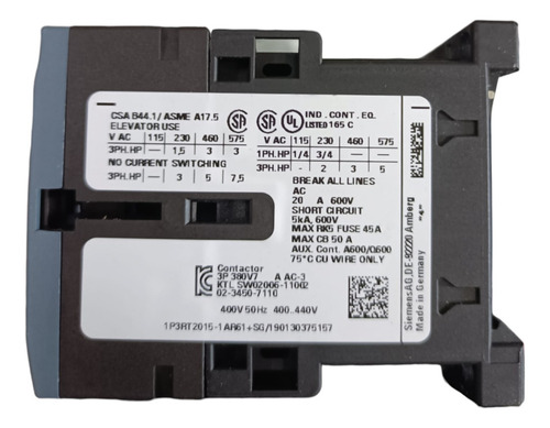 Arrancador Siemens 1.25 - 1.5hp Trifasico 440v, 1.8 - 2.5 A
