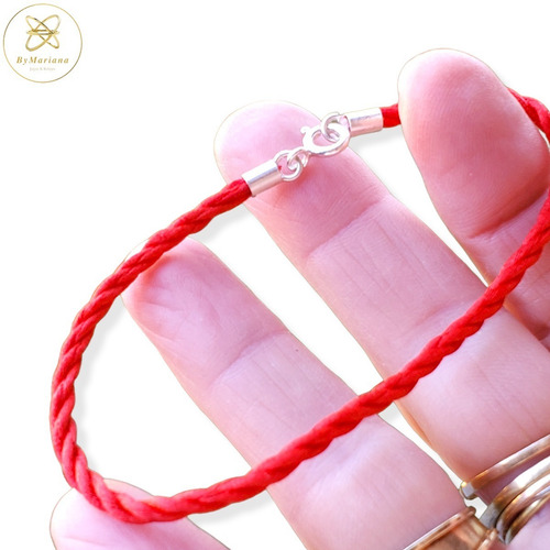 Pulsera Plata Hilo Seda Rojo Con Terminales De Plata