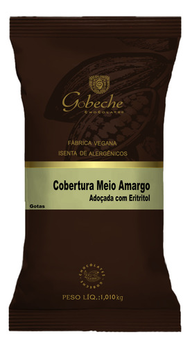 Gotas Cobertura Meio Amargo Gobeche - Com Eritritol - 1kg