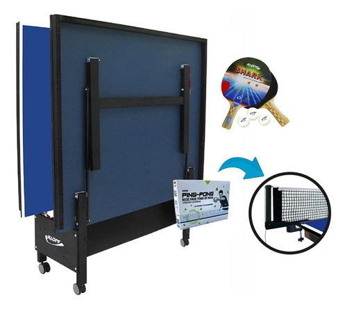 Mesa Ping Pong 1084 Klopf + Kit Completo 5094 Cor Azul