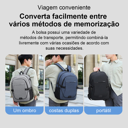 Bolsa Para Notebook Com Entrada Carregamento Escritório Usb Cor Cinza Desenho Do Tecido Cor Sólida
