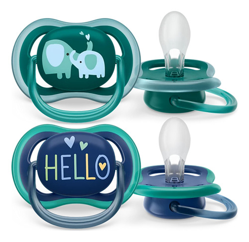 Set 2 Chupones Para Bebé Avent Ultra Air 18m+ Anatómicos