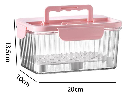Fiambrera De Frutas Portátil, Caja Para Pícnic Rosa 1600ml