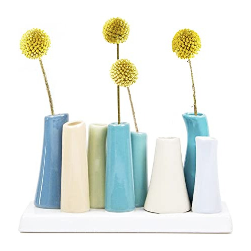Pooley 2 Ceramic Flower Vase, 8-tube Shape (steel Blue)