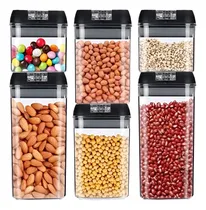 Comprar Set De 6 Piezas Para Guardar Viveres Negro Y+gift Miniagenda