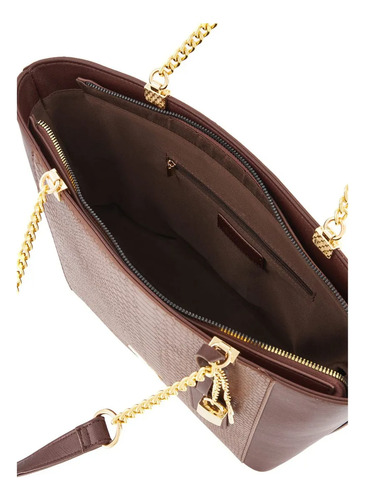 Bolsa Tote Andrea Textura Cocodrilo Para Mujer Café Obscuro
