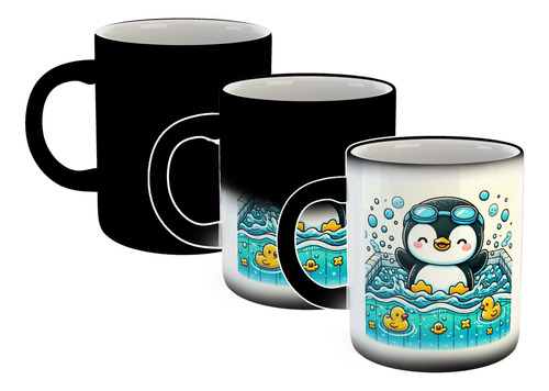 Taza Magica Pinguino Natacion Pileta Swimming M3