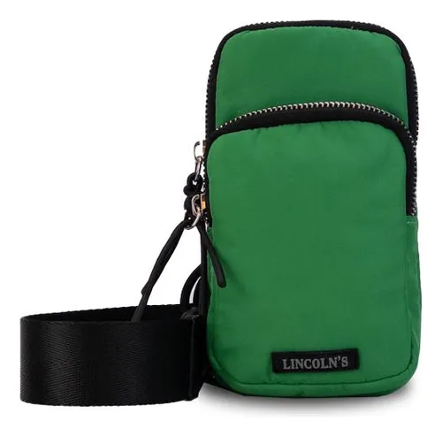 Bandolera Para Celular Bolsillo Frontal Dama Lincolns Color Verde Diseño De La Tela Liso