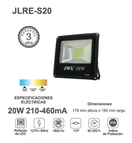 Reflector Led Tipo Smd Jwj De 20w Luz Blanca O Calida