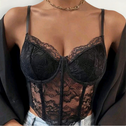 Corcel Con Encaje Negro Dama Ajuste