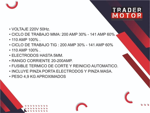 Soldadora Inverter Klugan Sie220 200a,1.6-5mm Mma/ Tig