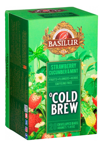 Basilur Cold Brew Fresa Pepino Y Menta 20 Bolsas