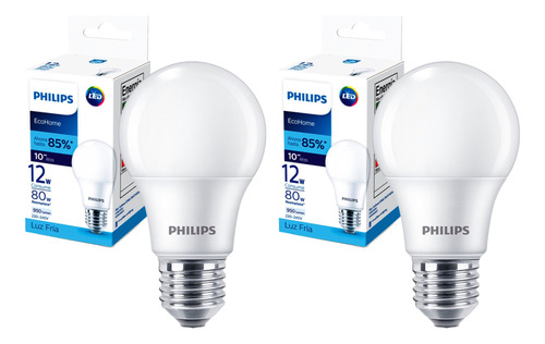 Set 2 Ampolletas Led Philips Ecohome 12w E27 Calida O Frio