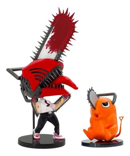 2 Figuras Chainsaw Man Pochita Denji Motosierra 16cm Anime