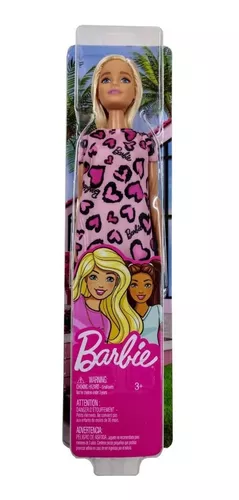 Boneca barbie fashion and beauty vestido preto com estampa rosa mattel