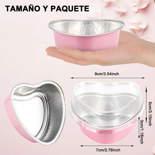 100PCS 3.5oz/100ml Mini Moldes de Torta de Corazón con Tapa, Moldes de Torta de Corazón de Papel de Aluminio, Adecuados para el Día de la Madre, Día de San Valentín, Bodas, Fiestas y Cumpleaños, Rosa