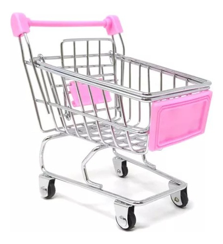 Mini Carrito De Supermercado Juguete Metal Decoracion Niños Color Rosa