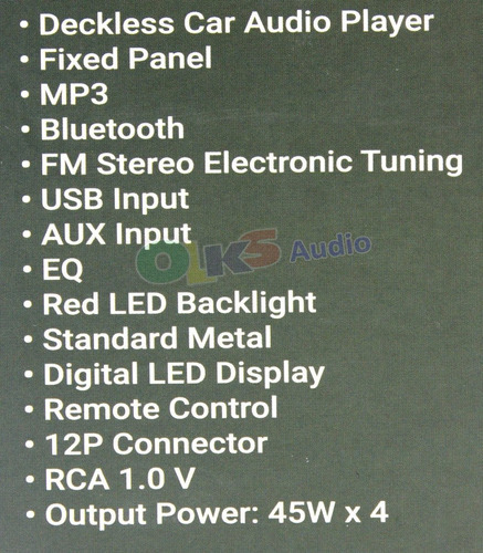 Autoestereo Fm Mp3 Usb Aux Bt Control 2 Rca Atomic Silver300