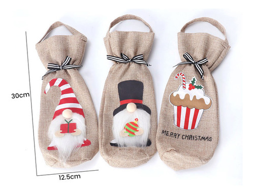 3 Fundas Para Botellas De Navidad, Adorables Fundas Para Bot