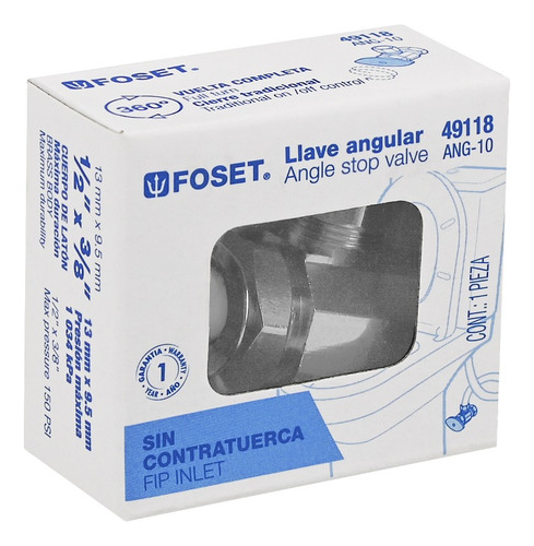 Llave Angular De Compresión Robusta 1/2 X 3/8, Foset. 49118