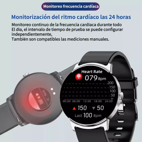 Reloj inteligente monitoreo de frecuencia cardíaca redondo