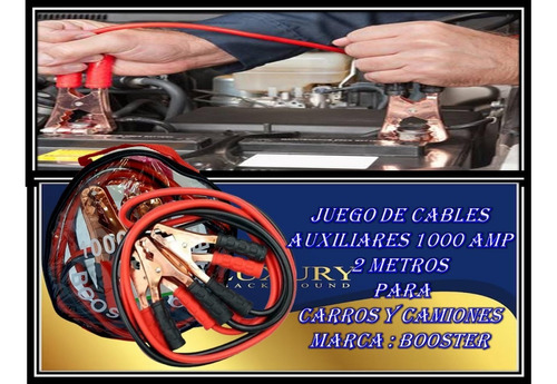 Juego De Cables Auxiliares 1000 Amp  2 Metros   Para  Carros