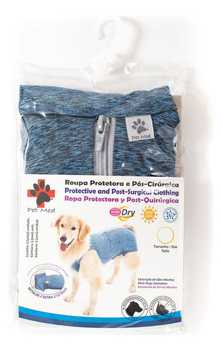 Roupa Pós Cirugirca Para Cães Pet Med Castração - Azul - N3