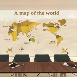 Mapa Del Mundo Decoracion Para Pared 3d Interior 120x60cm