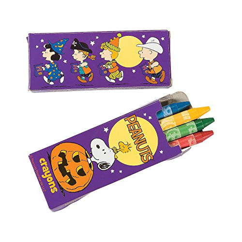 Fun Express Peanuts Halloween 4pc Crayons - Suministros Bás