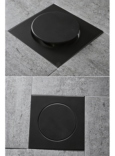 Ralo Banheiro 15x15 Click Veda Cheiro Inteligente Inox Preto