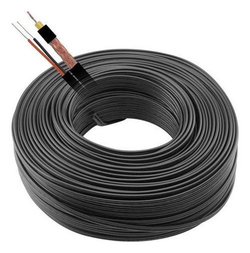 Fio Coaxial Preto Cftv 100 Metros 90% Malha