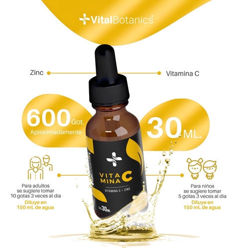 Gotero Vitamina C + Zinc Con 30 Ml Suplementos Vitalbotanics