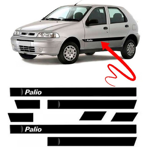 Friso Lateral Personalizado Palio Até 2004 4 Portas Preto