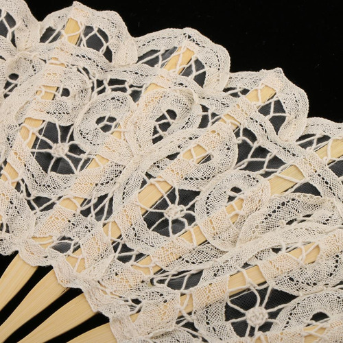 10 X Abanico Retro De Baile De Mano Plegable De Encaje De
