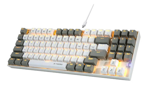 Teclado gamer E-Yooso Z-13 QWERTY color blanco y gris con luz naranja