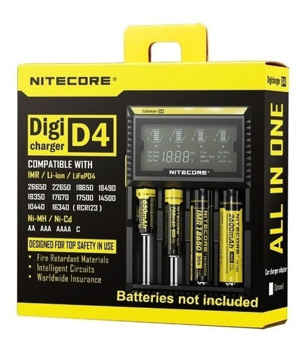 Cargador Smart Nitecore D4 Digital Lcd X4 16 Tipos Baterias